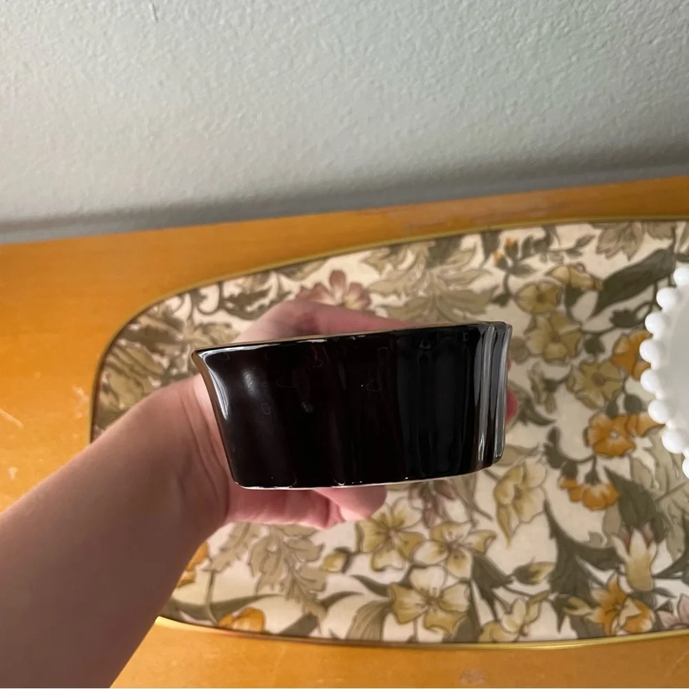 Kutani | Vintage Japanese Black Gold Iris Butterfly Soap Trinket Dish | Fairy